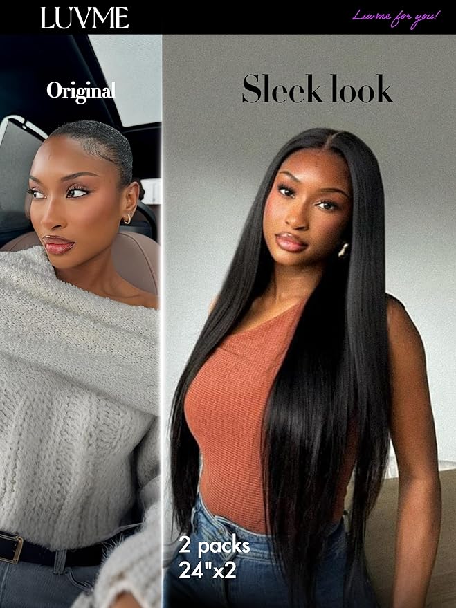LUVME Silky Straight Seamless 2 Pack 220g 14Pcs Clip in Hair Extensions Full Max with 14inch Remy Human Hair Extensions, Natural Black 100% Real Soft Hair