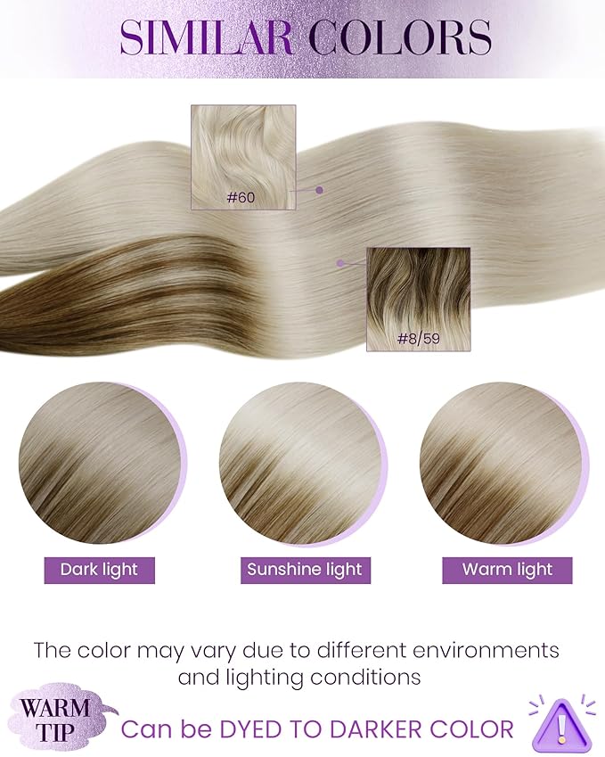LaaVoo U Tip Hair Extensions Human Hair Light Brown Ombre Ash Blonde Utip Hair Extensions Human Hair 1g/1s 50set 24 Inch