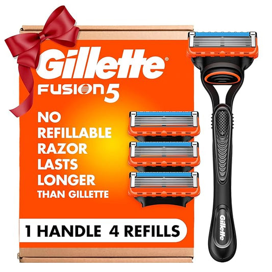 Gillette Fusion5 Razors for Men, 1 Razor, 4 Blade Refills, Lubrastrip for a More Comfortable Shave