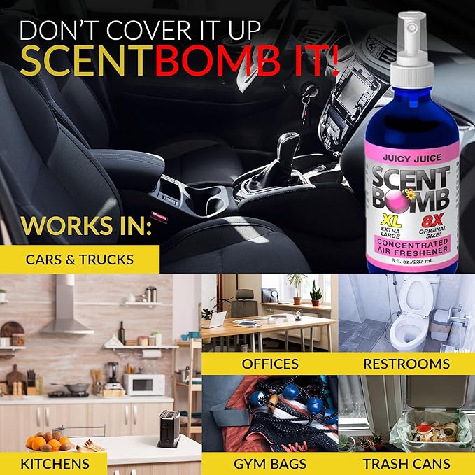 Scent Bomb Air Freshener Spray, Long-Lasting Odor Eliminator for Home & Car, Effective Deodorizer Spray for Kitchen, Bathroom, Fresh Room Spray & Smell Neutralizer, Juicy Juice