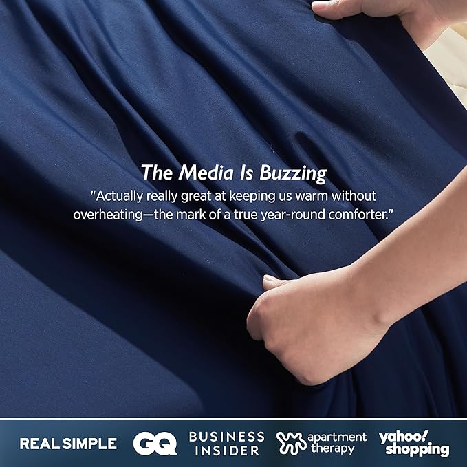 Breescape Cooling Comforter Throw Size - BlendTek™ Q-Max>0.46 Tech, Breathable Blanket for Hot Sleepers & Night Sweats Relief, Premium Lightweight Summer Bedding, 52x72 Inches, Twilight Blue