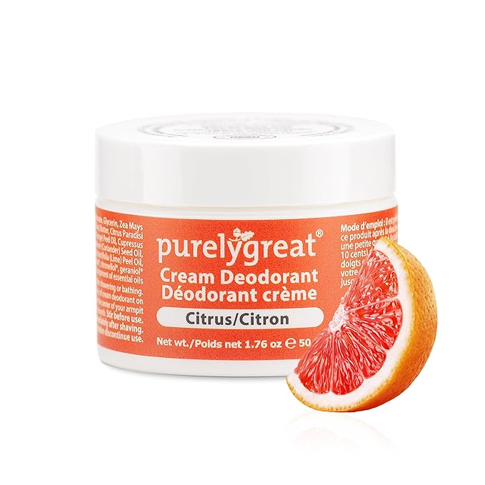 Purelygreat Aluminum-Free Deodorant Cream, Citrus Scent, 1.76oz
