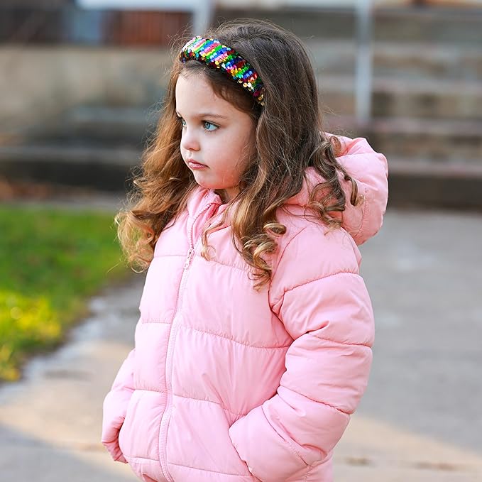 FROG SAC Sequin Headband for Girls, Wide Headbands for Kids, Sparkly Reversible Sequined Toddler Hair Bands, Sparkle Head Band Hair Accessories, Easter Basket Fillers Stocking Stuffers (Rainbow/Gold)