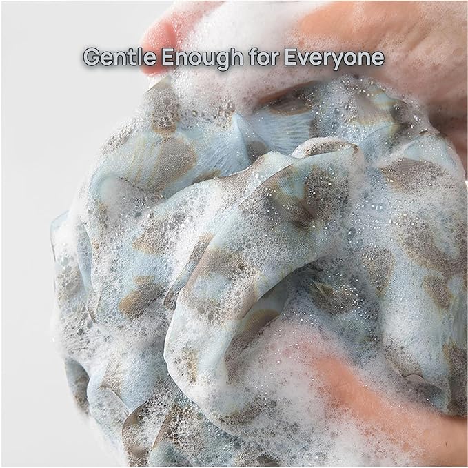 4 Pcs Leopard Shower Loofah Ball, Soft Trendy Organza Mesh Bath Scrub, Rich Lather & Gentle Exfoliating Body Shower Essentials for Women
