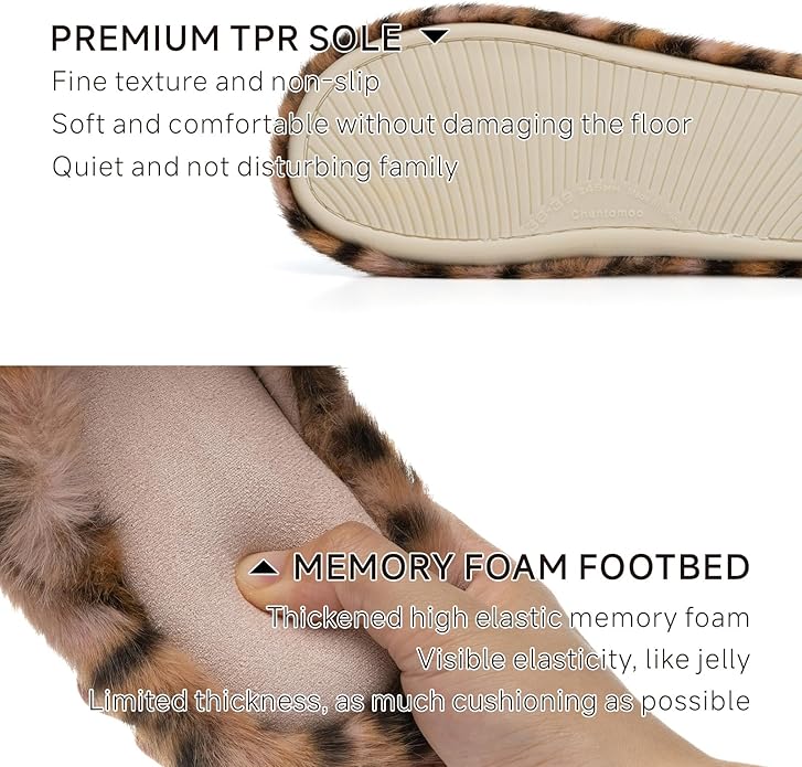 Chantomoo Womens Slippers Memory Foam Fuzzy Cross Band Faux Fur Slippers for Women Gift