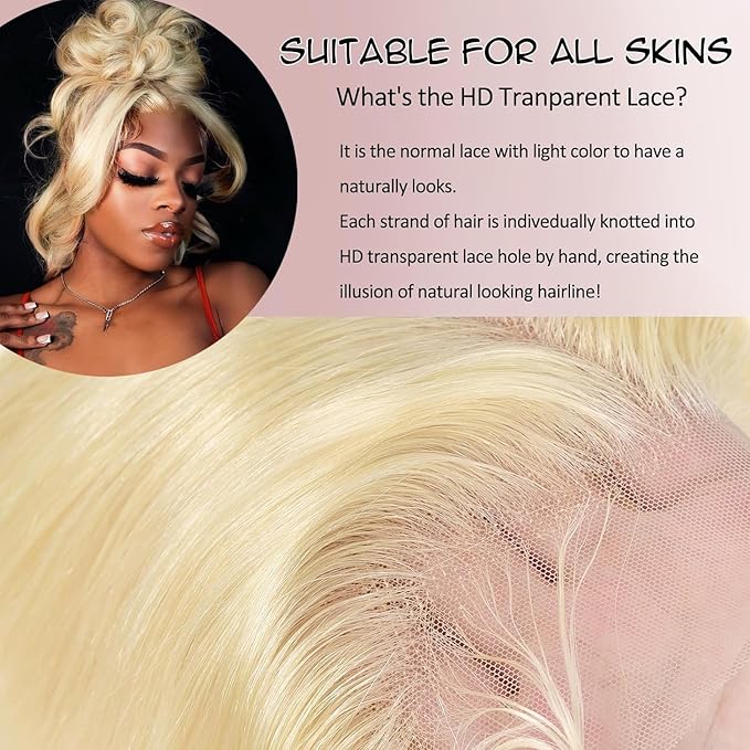 Alimubi 613 Lace Front Wig Human Hair 360 Lace Front Wigs Body Wave Full Lace Human Hair Wigs 200 Density HD Lace Front Wigs Human Hair (40 inch)