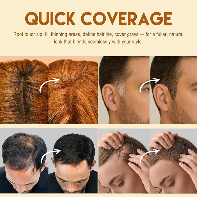 Root Touch Up Hair Color – 3 Color Blendable Hairline Powder for Gray Coverage, Root Cover Up & Thinning Edges – 48H Sweat Resistant, Natural Finish for Women & Men – Dark Brown