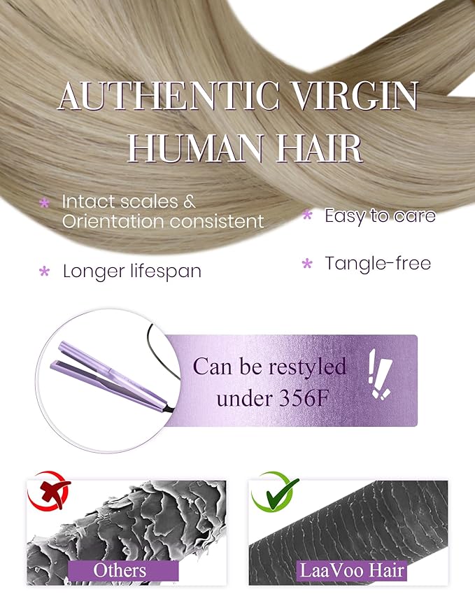 LaaVoo I Tip Hair Extension Real Human Hair Balayage Itip Hair Extensions Highlights Light Blonde to Golden Blonde I Tip Hair Extensions Cold Fusion 20inch 100g 100s