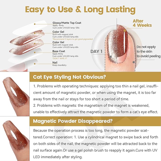 YTD Likomey Cat Eye Gel Nail Polish,Platinum Glitter 15ml Champagne Gold Magnetic Reflective Flash Sparkle Shiny Salon Home Fall Winter UV Color Varnish with Magnet Stick,HEMA Free TPO Free,MY512