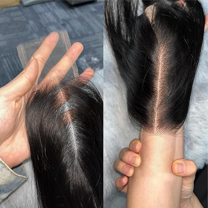 14 Inch Body Wave 2x6 HD Closure Human Hair Transparent 2x6 Lace Closure Hair Extensions for Women 100% Virgin Remy Hair Frontal HD Lace Pre Plucked With Natural Black