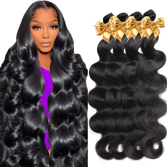 Brazilian Virgin Hair 12A Grade Body Wave Bundles 100% Unprocessed Virgin Remy Body Wavy Human Hair Bundles 16 18 20 22 Inch Body Wave Human Hair Extensions Real Human Hair for Women