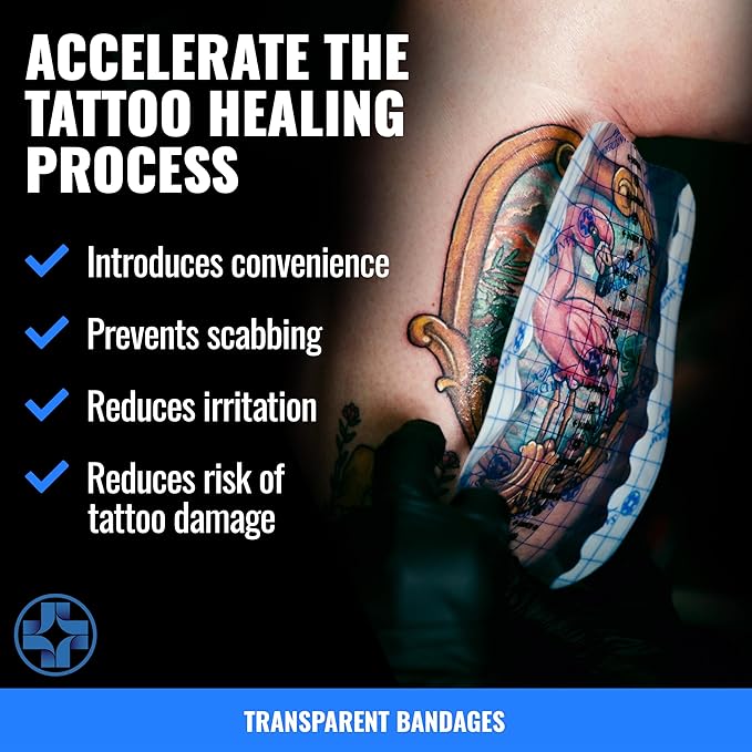 Saniderm - Flex Tattoo Aftercare Bandage Roll - Ultra-Flexible, Waterproof, Sterile Tattoo Wrap for Fast Healing & Protection - 10.2" x 8 yd
