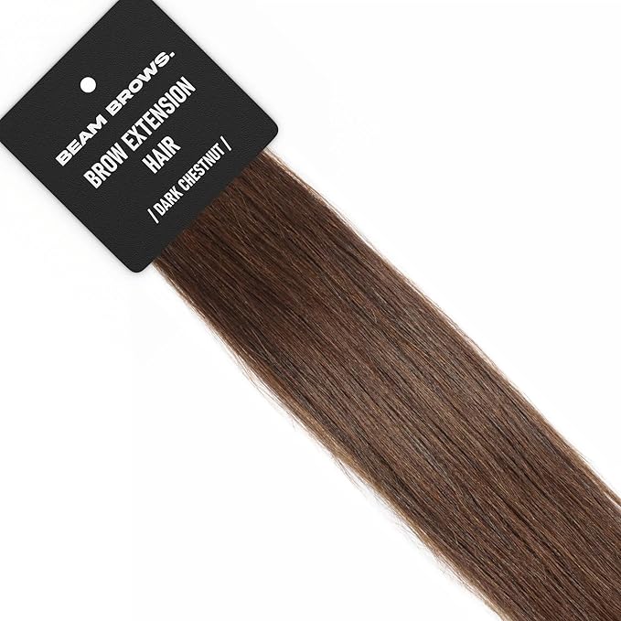 Brow Extension Hair – 100% Virgin Remy Human Hair – For Eyebrow Extensions – Natural-Looking, Soft Finish – Lasts Up to 6 Weeks – For Up to 8 Clients (Dark Chestnut)
