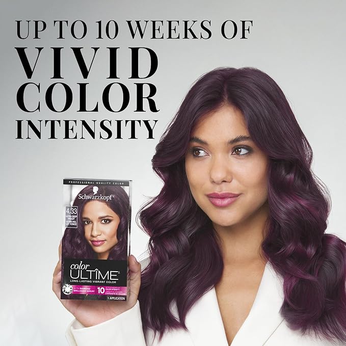Schwarzkopf Color Ultime 4.3 Ultra Deep Violet Hair Dye, Permanent Intense Violet with Diamond Brilliance, Fade-Resistant, Covers Grays, All Hair Textures
