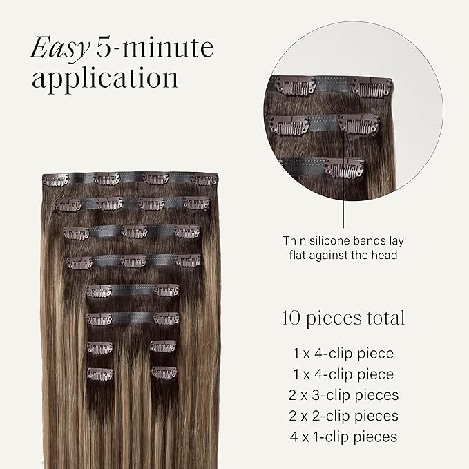 Luxy 100% Remy Human Hair - Seamless Clip-In Hair Extensions - Multi-Dimensional Color for Natural Blending, Adds Volume & Length 240 grams 24" Dimensional Rooted Light Bronde