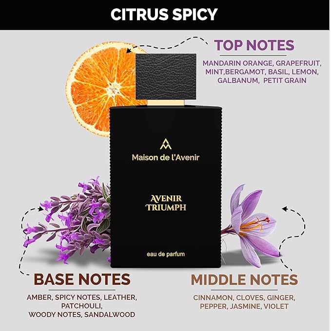 Maison de l'Avenir Avenir Triumph – SUPERNOVA COLLECTION | Citrus Spicy Fragrance | Unisex Cologne & Perfume | Natural & Essential Oils | Eau de Parfum (36 Hours) | Made in UAE | 100ml / 3.4 fl. oz.