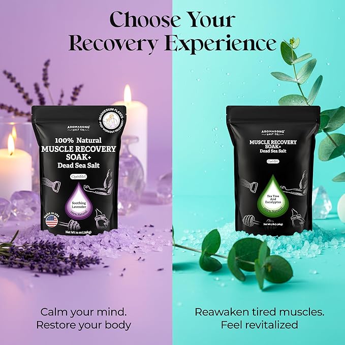 Aromasong Muscle Recovery Bath Soak for Muscle | Sore Muscle Soak with Dead Sea Salt, OptiMSM, Magnesium Flakes & Essential Oils | 3 Lb. - Made in USA.