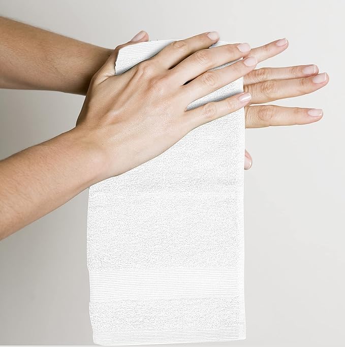 Premium Wash Cloths Pack of 12 (13" x 13") 100% Ring Spun Cotton | Luxury Washcloths | Ultra Soft Face Towels | Highly Absorbent Wash Cloths for face (White)