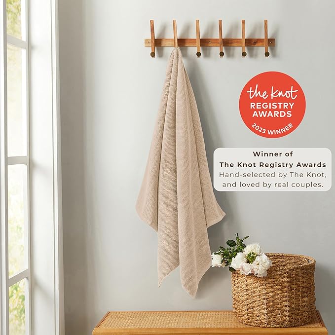 Great Bay Home 100% Cotton Oversized 2 Pack 68x35 Extra Large Towel Set - Absorbent, Quick-Drying, Durable Oversized Bath Sheets for Bathroom Décor (Taupe)