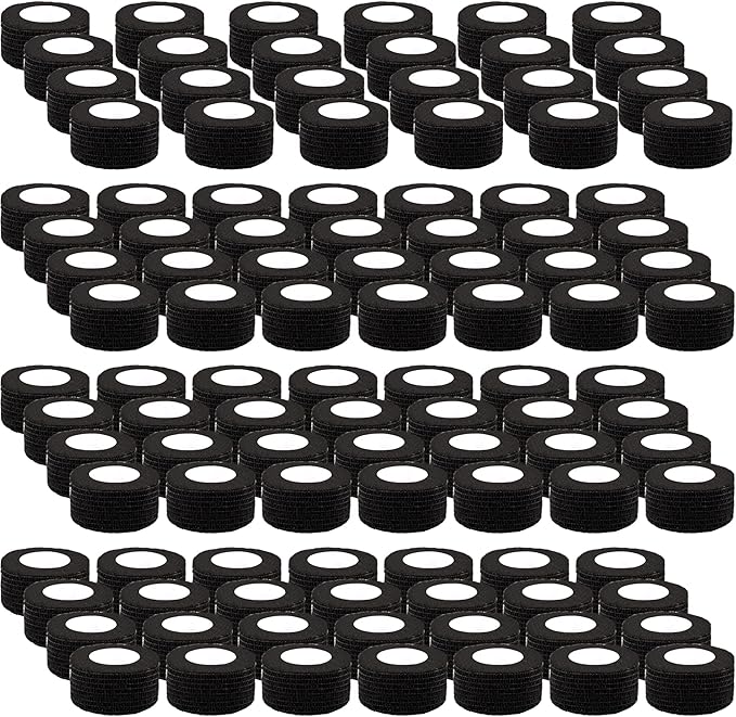 BQTQ 108 Rolls Self Adhesive Bandage Wrap 1 Inch Black Self Stick Bandage Athletic Wrap Tape Self Adherent Wrap Stretch Bandages Wraps Tape for Wrist Ankle Swelling Sprains
