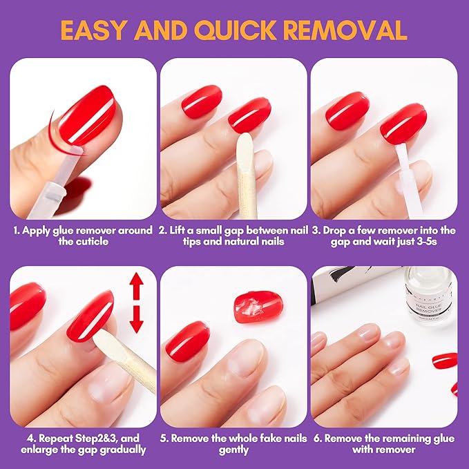 Makartt Nail Glue with Glue Remover Kit, Super Strong Nail Glue 7ML for Acrylic Nails Press On Nails,10ML Glue Off Fake Nails, Remover for Super Glue, Nail Polish Easy Application Nail Art Supplies