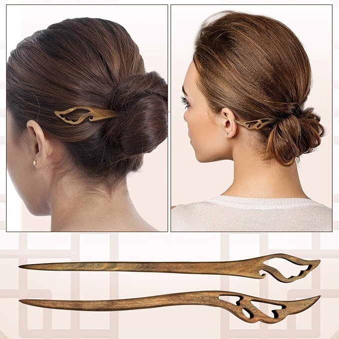 Chuangdi 8 Pieces Wooden Hair Sticks Japanese Hair Chopstick for Women Bun Maker, Chinese Chopstick Hairpin for Women Handmade Chignon Maker Accessories(Classic Pattern)