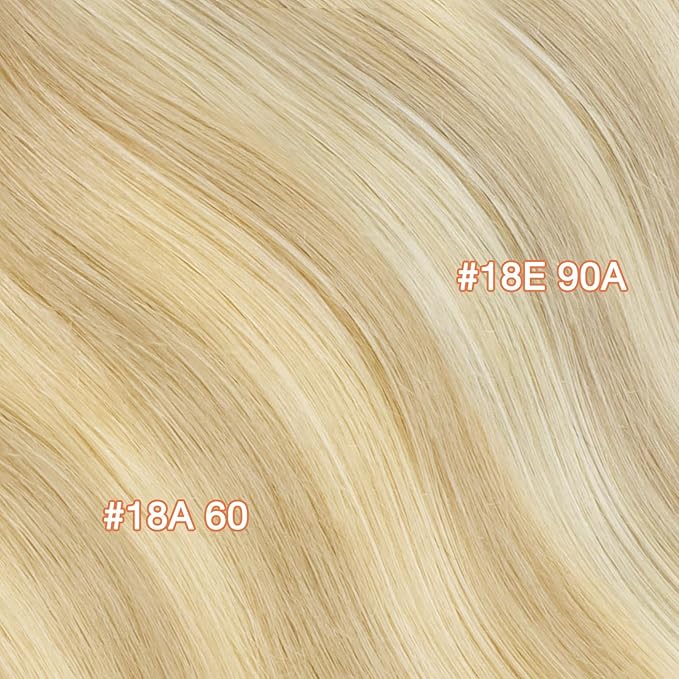 GOO GOO Invisi Edge Clip in Hair Extensions, 18inch 130g 7Pcs, Injected Seamless PU Clip in Hair Extensions, Virgin Real Human Hair, #18AT60A Pearl Ash Blonde Highlights