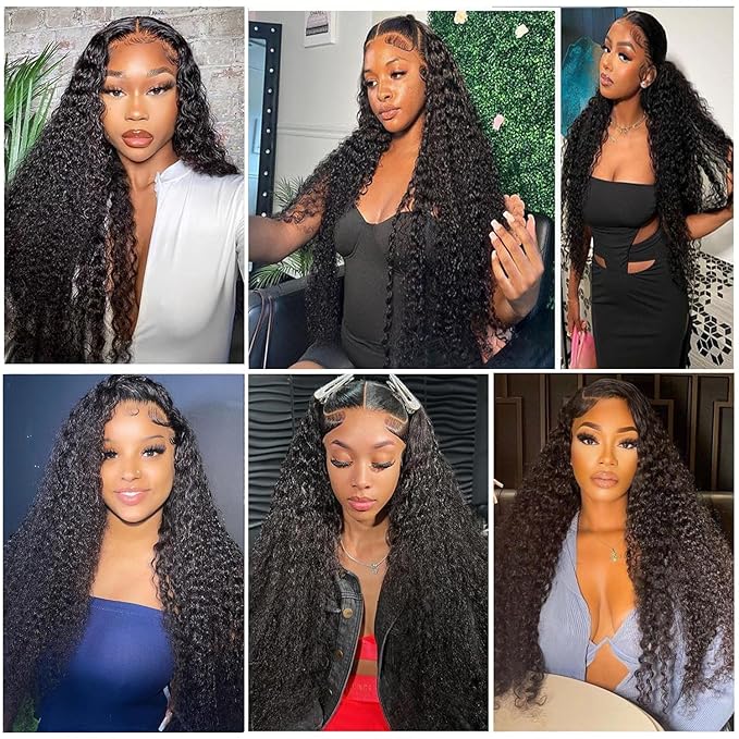 Manorshen 28 Inch 5x5 HD Lace Closure Wigs Human Hair Pre Plucked Deep Wave Human Hair Wigs for Black Women Glueless 180% Density Wet and Wavy Deep Curly Wig Natural Color with Baby Hair
