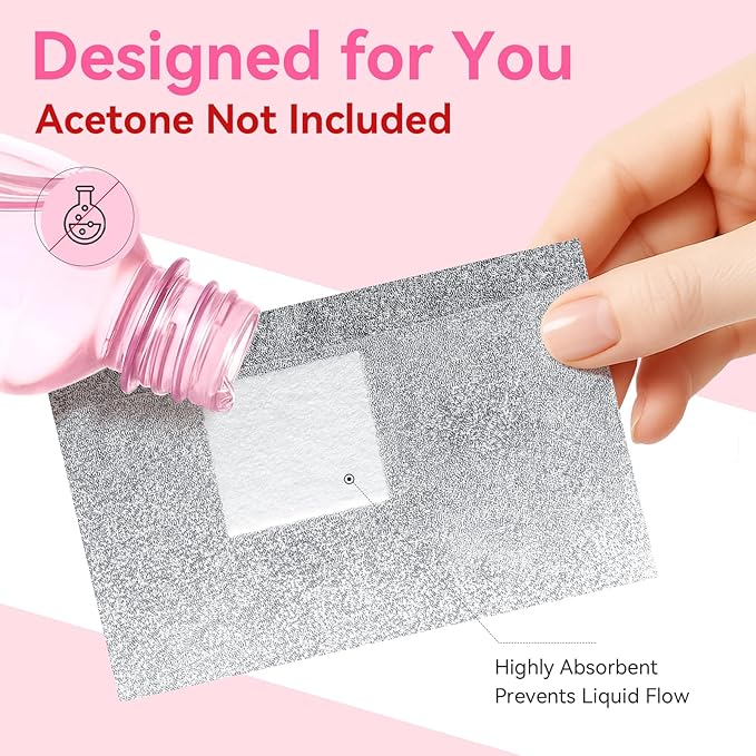 Makartt Nail Polish Remover Soak off Foils – Gel Polish Remover Foil Nail Wraps with 1.18 inch Pre-attached Lint Free Larger Cotton Pads for Gel Nail Removal at Home or Salon(100 Pcs)