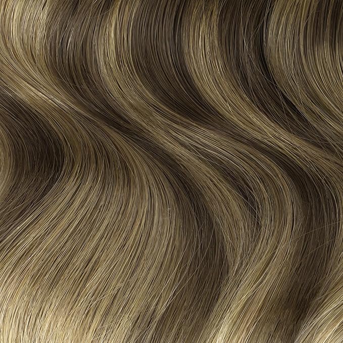 HOTBANANA Seamless Clip in Hair Extensions, 18 Inch 110g 7pcs Walnut Brown to Ash Brown and Bleach Blonde Invisible PU Skin Weft Straight Remy Human Hair Extensions