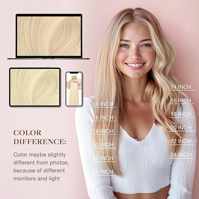 GOO GOO I Tip Hair Extensions, Real Human Hair, 14inch 50g 100S, Cold Fusion, Invisible Remy, 60A Platinum Blonde