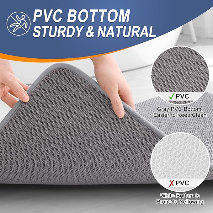 OLANLY Thick Memory Foam Bath Mat Rug 44x24, Extra Soft Absorbent Bathroom Rug, Quick Dry Bath Mats, Non-Slip, Machine Washable Carpet for Bathroom, Tub and Shower, Home Decor Accessories, Grey