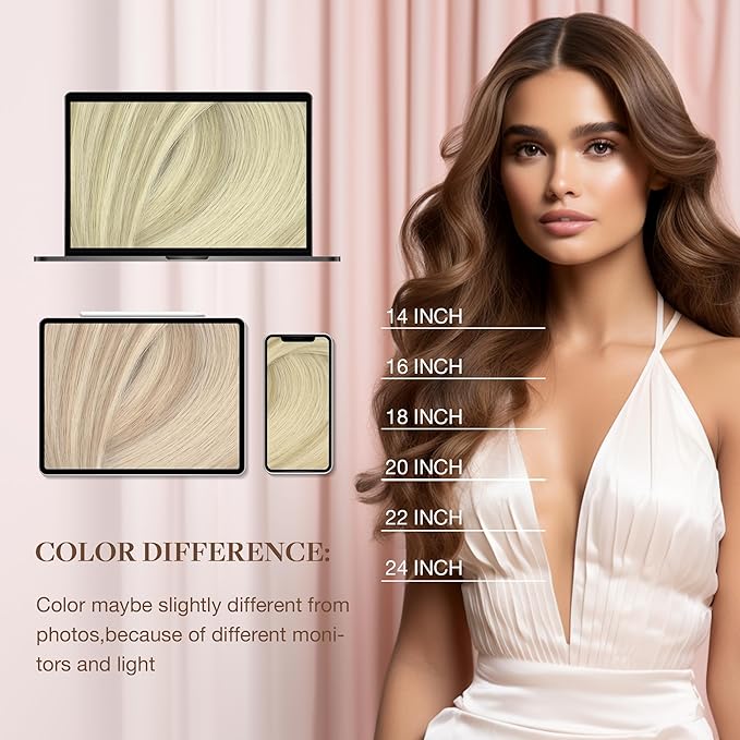 GOO GOO U Tip Hair Extensions - Real Human Hair, 14inch 50g 50S, Hot Fusion, Invisible Remy, 17A/60A Ash Blonde Highlighted Platinum Blonde