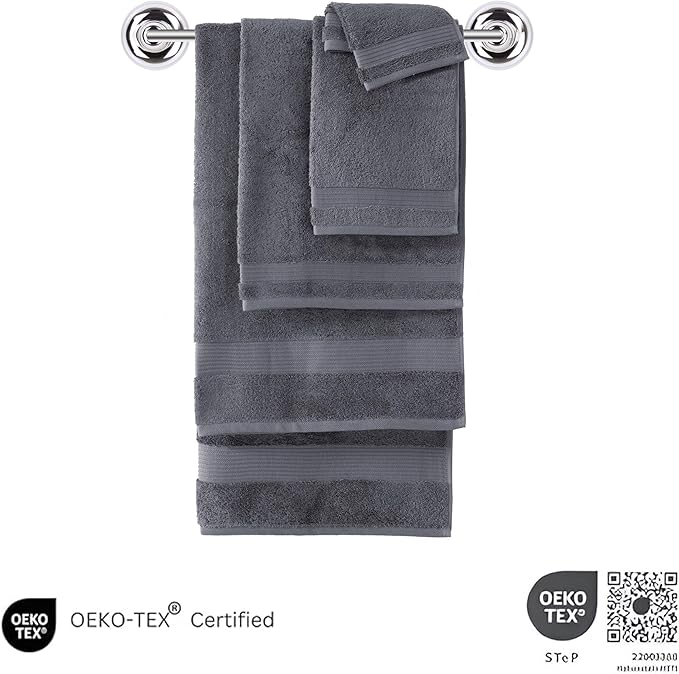 Classic Turkish Towels CTT - Premium 6 Piece Hand Towels Set, 100% Turkish Cotton, Quick Dry & Comfy Towels for Hotel & Spa, Highly Absorbent | 16"x27" (Grey)