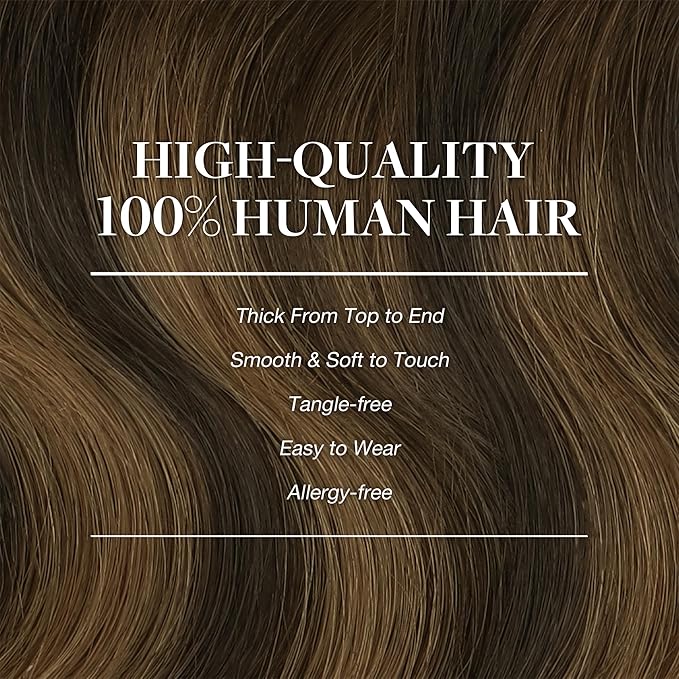 GOO GOO Clip in Hair Extensions Real Human Hair, Remy Human Hair Extensions Clip ins for Women, Natural Human Hair, 14inch 150g 9Pcs, 2/6/2 Balayage Dark Brown to Chestnut Brown