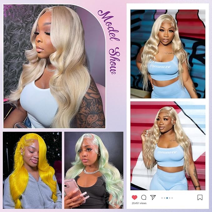613 Blonde Body Wave Human Hair Bundles - 100% Unprocessed Virgin, 22 inch Weave Extensions