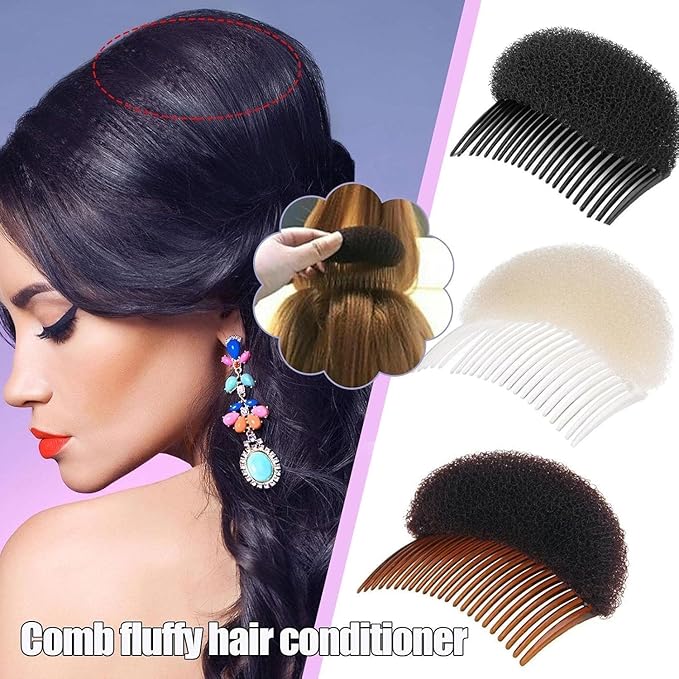 2 Pcs Women's Hair Styling Accessories - Soft Foam Hair Inserts, Bump Up Pads, Clip Bun Maker and Braid Tool Clips and Barrettes Hair Accessories