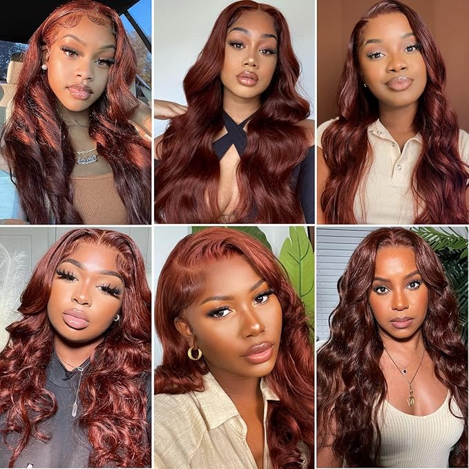 Reddish Brown Human Hair Wig Body Wave 13x6 Lace Front Wigs Human Hair Wigs For Black Women 32 Inch