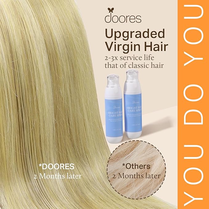 DOORES K Tip Hair Extensions Real Human Hair, Light Blonde Highlighted Golden Blonde 22 Inch 50g/50s, Invisible U Tip Natural Straight