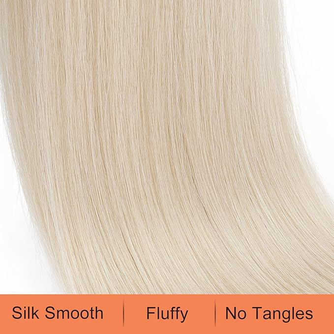 SEIKEA Ponytail Extensions Drawstring Long Straight Fake Pony Tail Natural Soft Clip in Hair Extension Synthetic Heat Resistant Hairpiece 20 Inch Light Blonde
