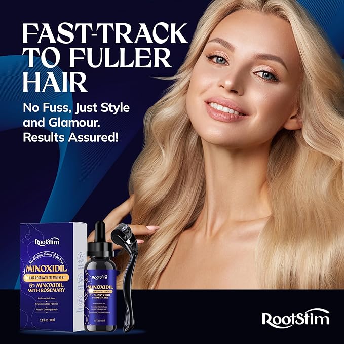 5% Minoxidil Hair Growth Kit for Men and Women: Extra Strength Minoxidil Hair Loss Treatment Serum with Rosemary for Faster Stronger Thicker Hair Growth 2 Fl Oz
