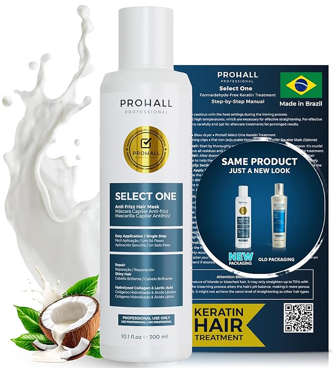 Brazilian Keratin Treatment Blowout Complex-PROHALL SELECT ONE 10.1oz/300ml-Formaldehyde Free Keratin Hair Treatment -Queratina Brasileña Keratina Para Alisar el Pelo Sin Formol