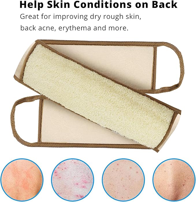 50 Inch Extra Long Exfoliating Natural Loofah Back Scrubber Loofah Sponge Back Scrubber for Shower for Men Women
