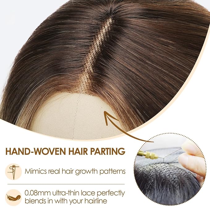 AISI HAIR Ombre Blonde Wig for Women Medium Length Wave Curly Glueless Synthetic Heat Resistant Hair Wigs for Daily Party Cosplay