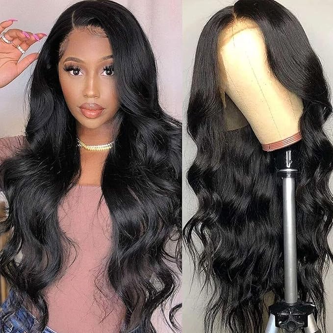 Aicrelery 30 Inch 13x6 Lace Front Wigs Human Hair Body Wave 13x6 HD Lace Frontal Wigs for Women Pre Plucked With Baby Hair 180 Density Glueless Body Wave Frontal Wig Free Part Natural Color