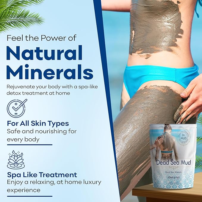 Dr. Mud's Dead Sea Mud Body Mask from Israel, 10.5 Oz – Black Clay Body Treatment with Natural Dead Sea Minerals Deep Cleansing Skin & Beauty Mask – Skin Care Detox Product for Men & Women