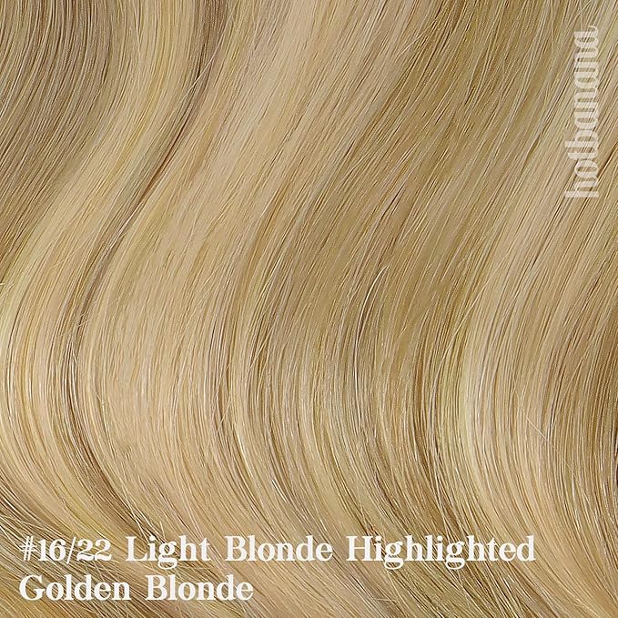 HOTBANANA Human Hair Clip in Hair Extensions, Balayage Light Blonde Highlighted Golden Blonde (Ash Tone) 120g Clip in Hair Extensions Real Human Hair Straight Remy 16 Inch 7pcs