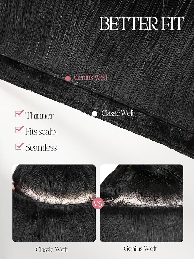 Twin Tab Butterfly Genius Weft Human Hair Extensions Latest Double Invisible Real 100% Remy Human Hair Weft with Micro Bead Simulated Scalp Hair Extensions100g 7ps 18 Inch Black