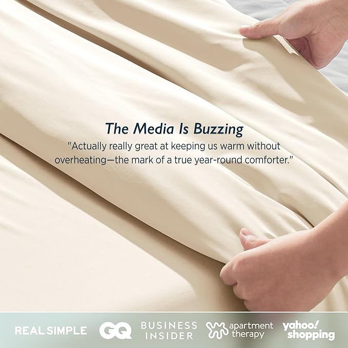 Breescape Cooling Comforter Twin Size - BlendTek™ Q-Max>0.46 Tech, Breathable Blanket for Hot Sleepers & Night Sweats Relief, Premium Lightweight Summer Bedding, 72x96 Inches, Ivory