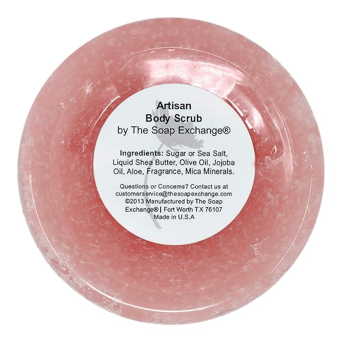 The Soap Exchange Sugar Body Scrub - Cherry Almond Scent - Hand Crafted 16 fl oz / 480 ml Natural Artisan Skin Care, Shea Butter, Exfoliate, Moisturize, & Protect. Made in the USA.